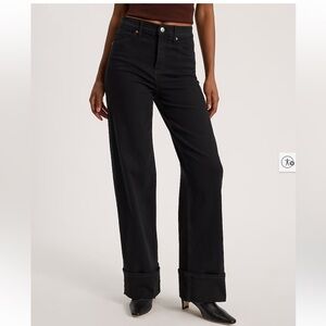 Express wide leg cuffed Black Jeans size 0